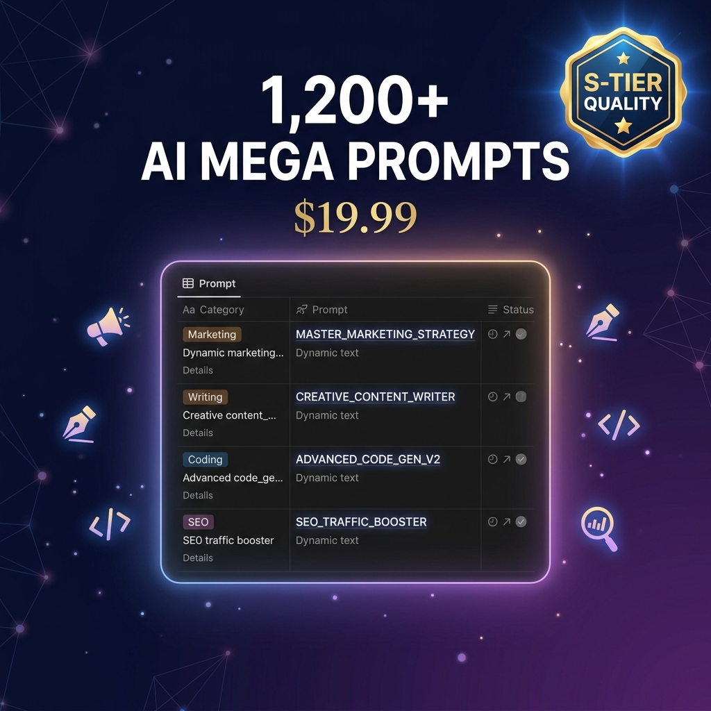 AI Mega Prompt Library — 1,200+ S-Tier prompts in a searchable Notion database